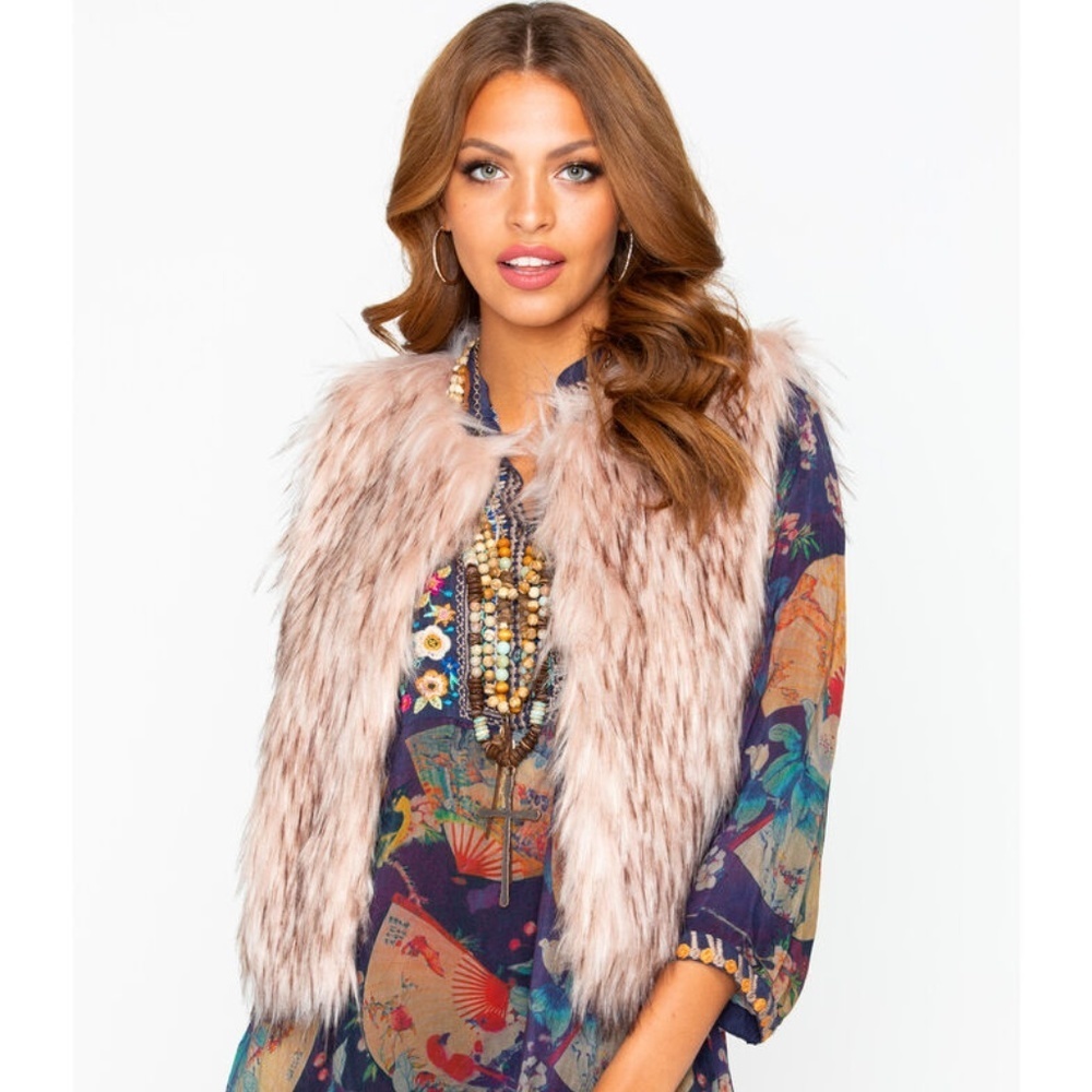BB Dakota Barbarella Faux Fur Vest Mauve Rose